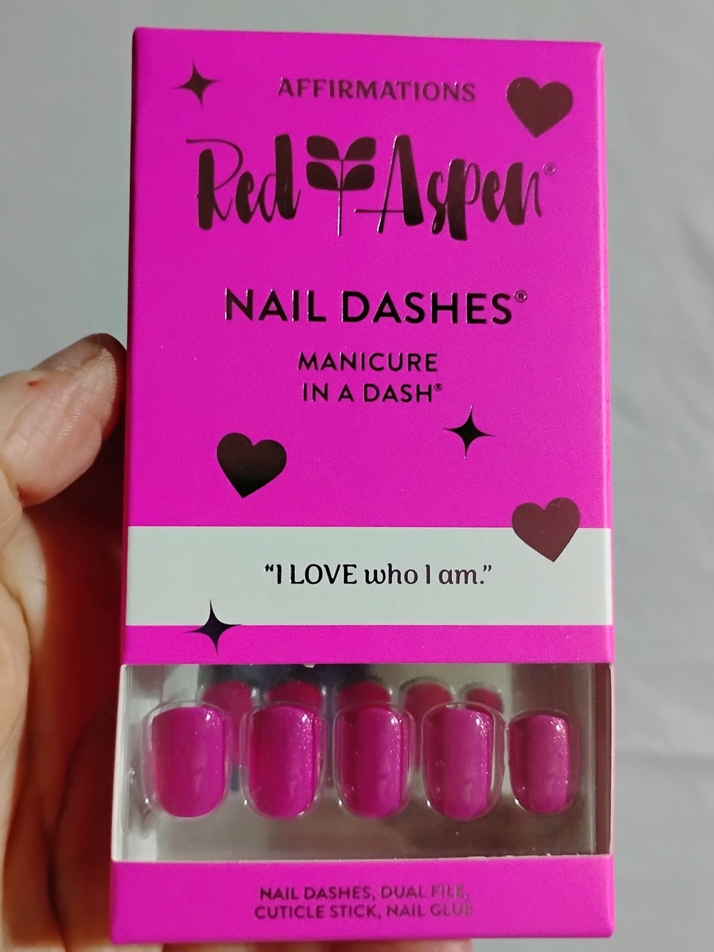 Red Aspen Pink Nail Dashes Press-On Nails Laurie Is Loved NEW